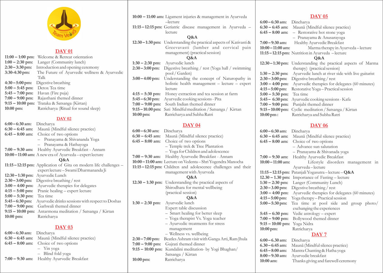 Wellness Summit 2021 Daily Plan - Best Ayurveda Yoga Retreat in Rishikesh India