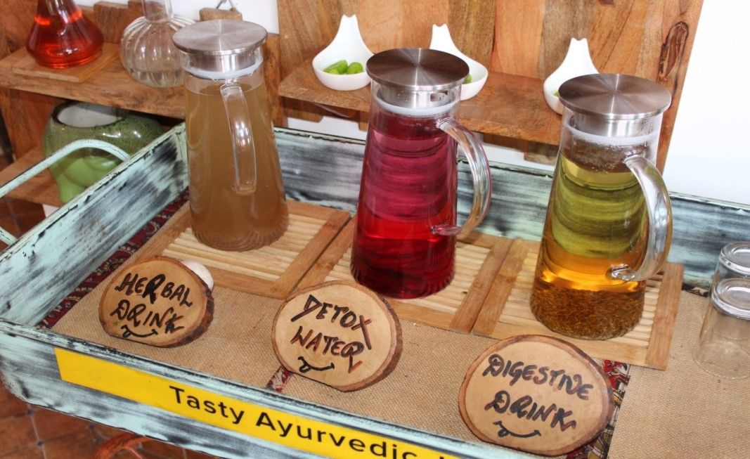 Herbal, Detox and Digestive Ayurvedic Drinks at Veda5 Retreat in Rishikesh, India