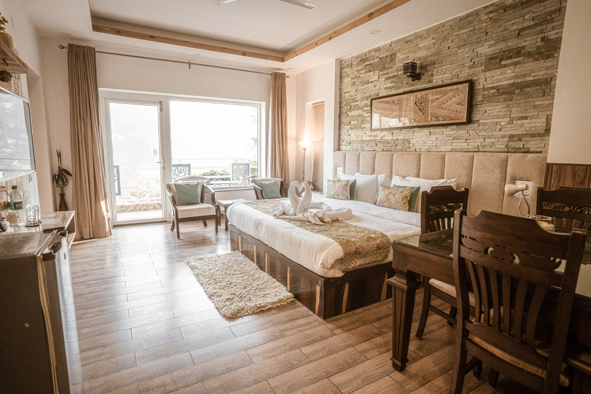 Best Resort Retreat Hotel Room in Rishikesh Himalayas India - Veda5