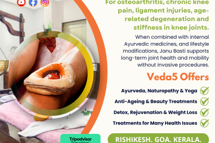 Janu Basti Treatment for Knee Joint at Veda5 Ayurveda Yoga Wellness Retreats in Rishikesh Kerala Goa India