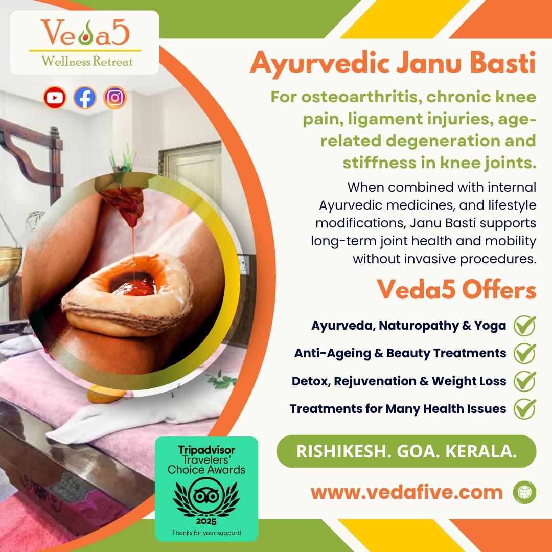 Janu Basti Treatment for Knee Joint at Veda5 Ayurveda Yoga Wellness Retreats in Rishikesh Kerala Goa India