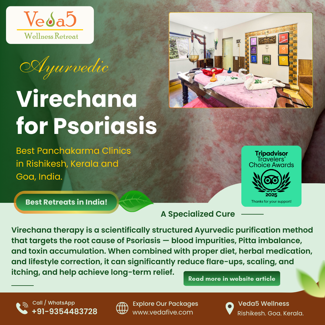 Virechana, a Panchakarma Treatment, for Psoriasis at Veda5 Ayurveda & Yoga Wellness Retreats in Rishikesh, Kerala & Goa, India